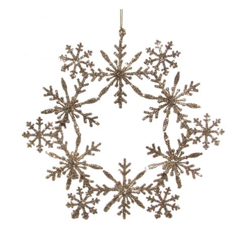 Shishi Champagne Metal Snowflake Hanging Decoration