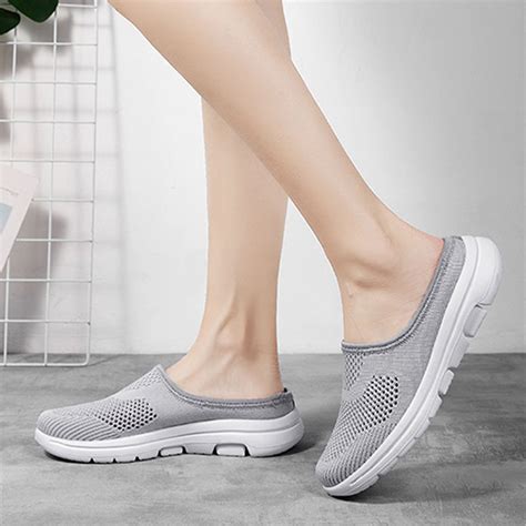 Womens Backless Walking Sandals Summer Slip On Mule Shoes Closed Toe