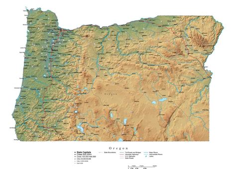 oregon illustrator vector map with cities roads and photoshop terrain image