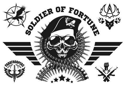 Special Forces Vector Emblem With Skull Ammunition And Wings Stock