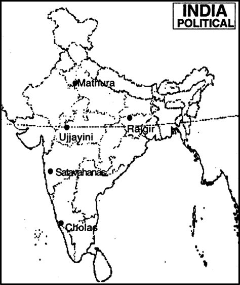On The Given Political Outline Map Of India Five Buddhist Sites