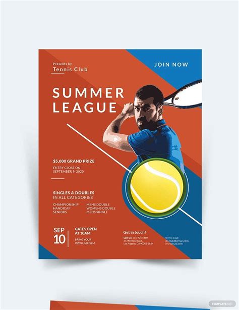 Tennis Flyer Template Google Docs Illustrator Indesign Word Apple My