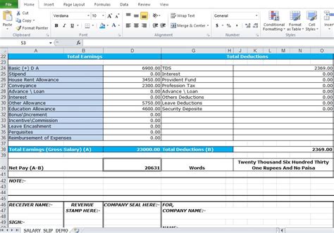31 Pdf Salary Slip Format In Excel Sheet With Formula Printable Hd