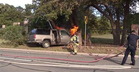 1 Injured Car Catches Fire After Striking Pole