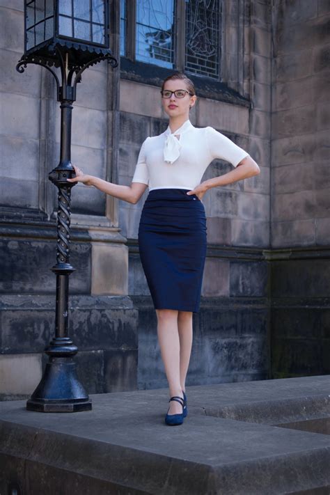 Formal Business Pencil Skirt And Blouse Outfit For Corporate Women Modern Elegance