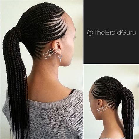 They add style to hair that you're growing out, and also protect your hair from heat damage caused by other styling techniques. So neat and beautiful... | Cornrow ponytail, African ...