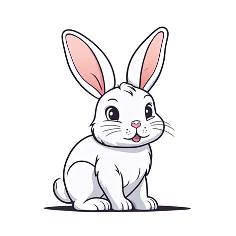 Ai Generated Cute White Rabbit Cartoon Illustration For Kids On