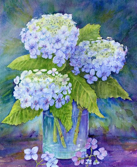 Blue Hydrangeas Etsy Flower Painting Floral Art Paintings Art