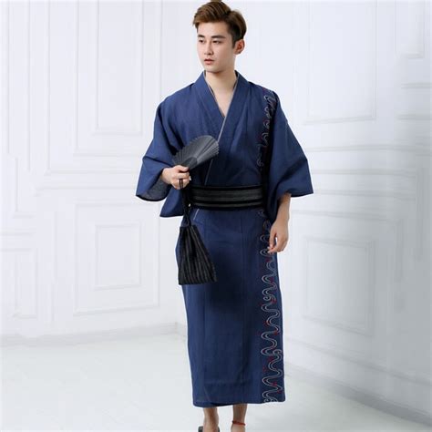 Summer Traditional Japanese Kimono Man Long Jinpei Yukata Men Bathrobe