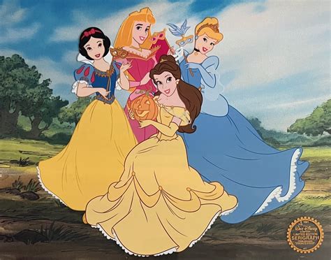 Fine Art Disney Princess Cinderella Belle Snow White Aurora Sericel