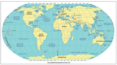World Map With Countries 4 Free Printable Continents And Sea Maps