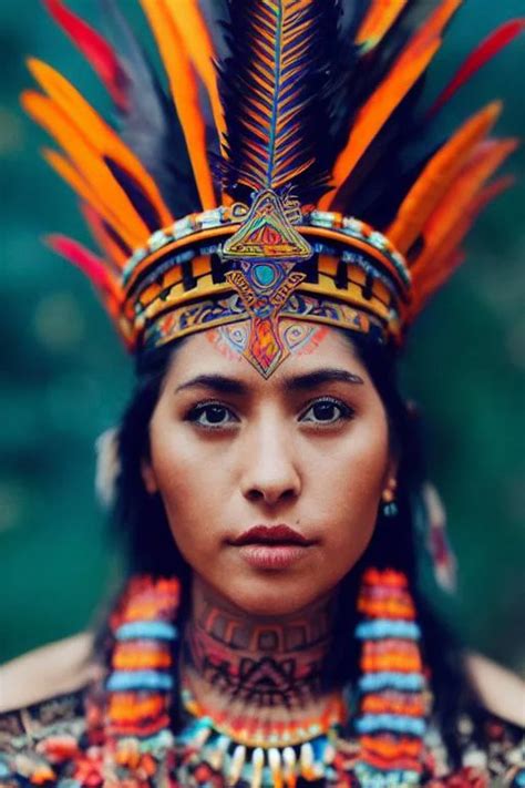 Aztec Warrior Warrior Women Godess Costume Aztec Headdress Underwater Hair Tribal Face