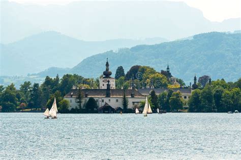 The Castle Of Schloss Ort In The Traunsee Lake Austria Stock Photo
