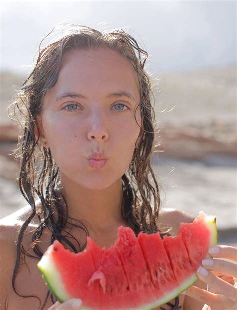 katya clover posing with a watermelon