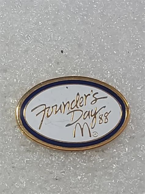 VINTAGE RARE MCDONALDS Founders Day 1988 Enamel Lapel Pin Gold Toned