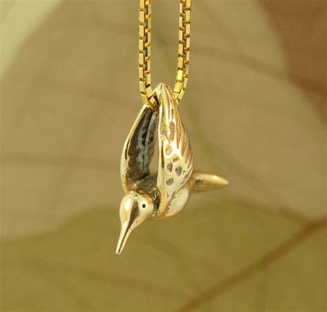 Hummingbird Necklace 14k Gold Solid 14k Gold Charm Etsy 14k Gold