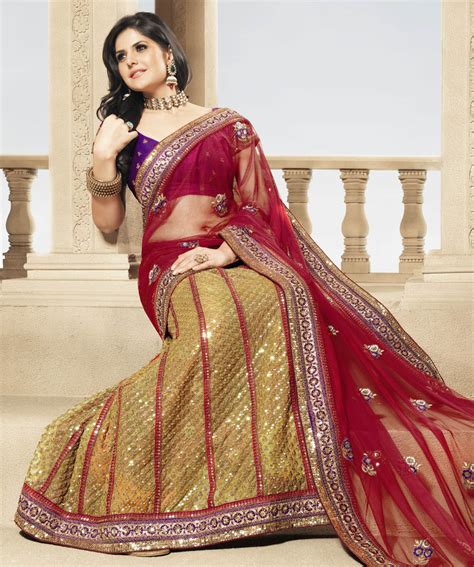 Incredibal Indian Wears Zarine Khan Collection Net Lehenga Saree Red
