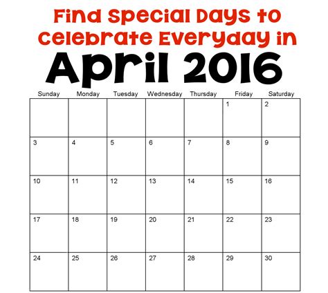 April Holidays And Special Days Holiday Favorites