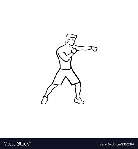 Boxing Man Hand Drawn Outline Doodle Icon Vector Image