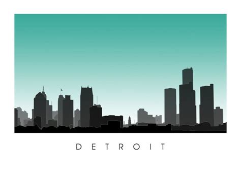 Detroit Skyline Michigan Poster Print Etsy