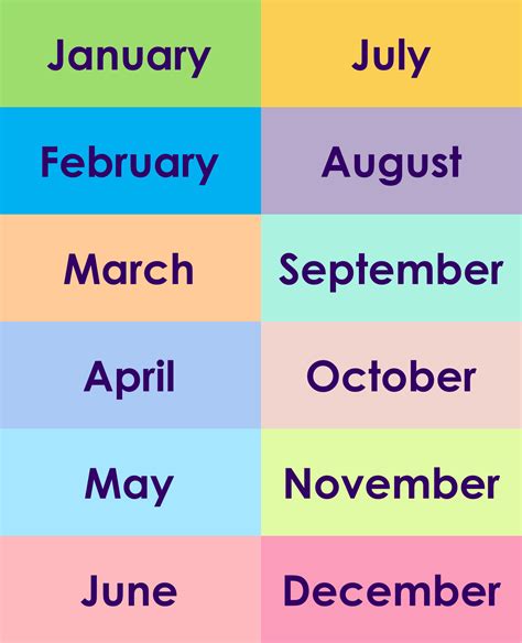 Printable Months Of The Year Chart Images And Photos Finder