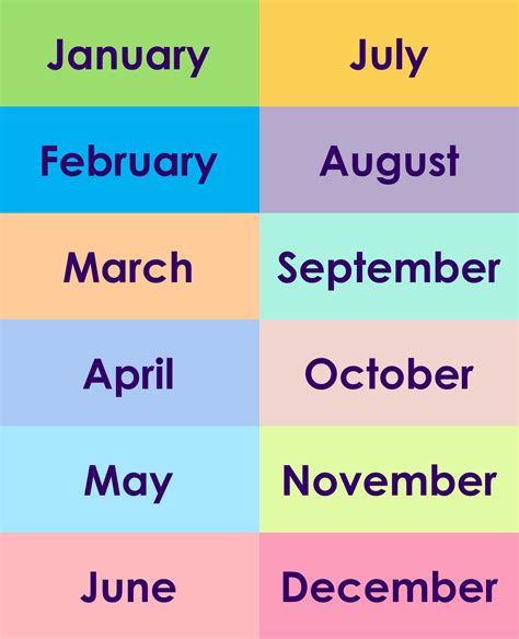 6 Best Printable Months Of The Year Chart