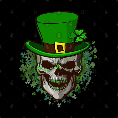 Skull St Patricks Day Clover Shamrocks Cool Irish Leprechaun St