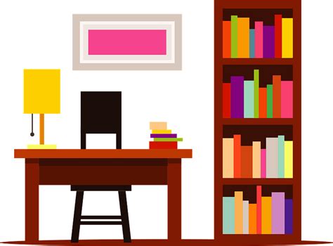 Book lot in bookshelf illustration, bookcase shelf, books on the shelves, furniture, comic book, room png. Home Library with Desk and Bookshelf clipart. Free download transparent .PNG | Creazilla
