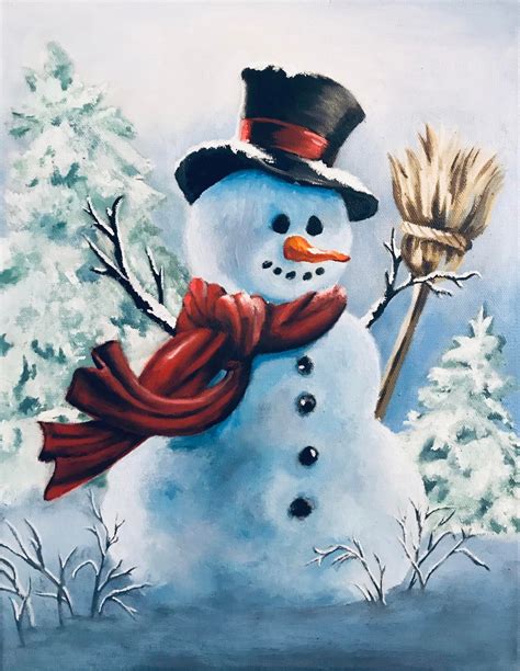 Snowman Oil On Canvas 2018 Rart