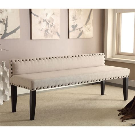 Transform your dressing room with this classic crescent shaped bench. Bench Upholstered Wood Dining Ivory Flax Seating Extra ...