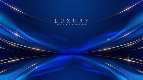 Premium Vector Blue Luxury Background With Golden Line Decoration And