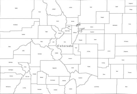Black And White Colorado Digital Map With Counties