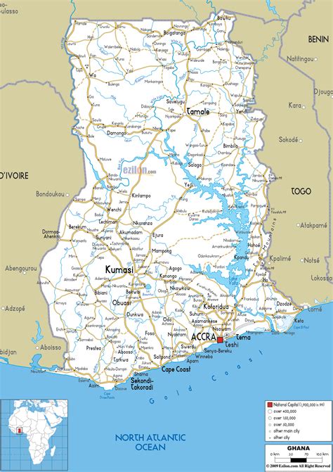 Detailed Clear Large Road Map Of Ghana Ezilon Maps