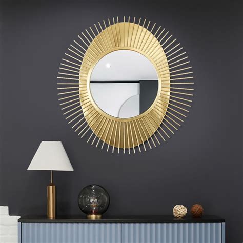 Luxury Creative Sunburst Gold Metal Wall Mirror Home Decor Wrought
