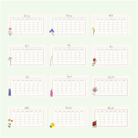 Printable 2022 Birth Month Flower Calendar Digital Instant Etsy In