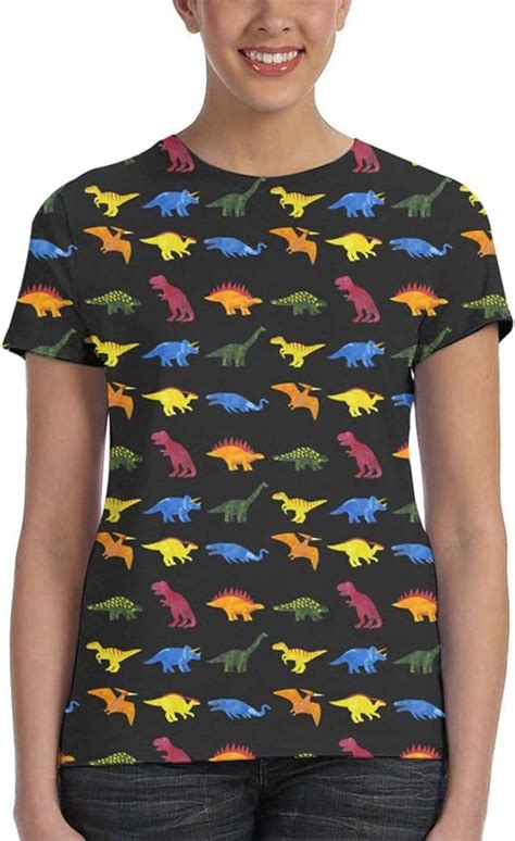Dinosaurs Womens Short Sleeve Crewneck T Shirt Tees Print Tops