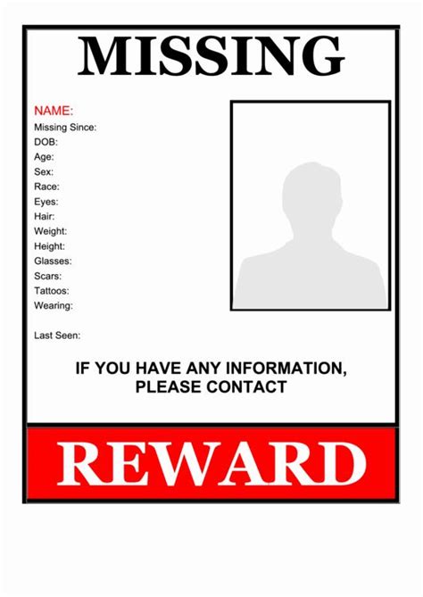 20 Missing Person Poster Template Free Popular Templates Design