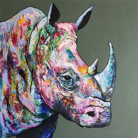 Rhino 2017 Acrylic Painting By Ian Jones Artfinder