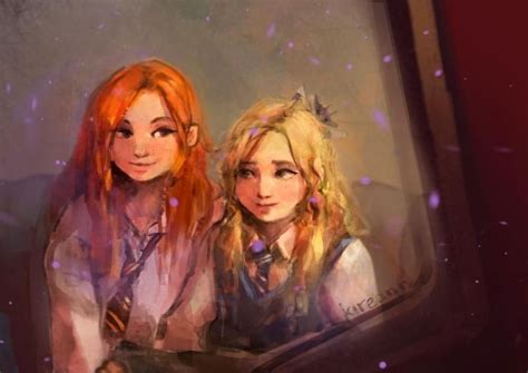 Ginny And Luna On The Hogwarts Express Art By Arastasya Via