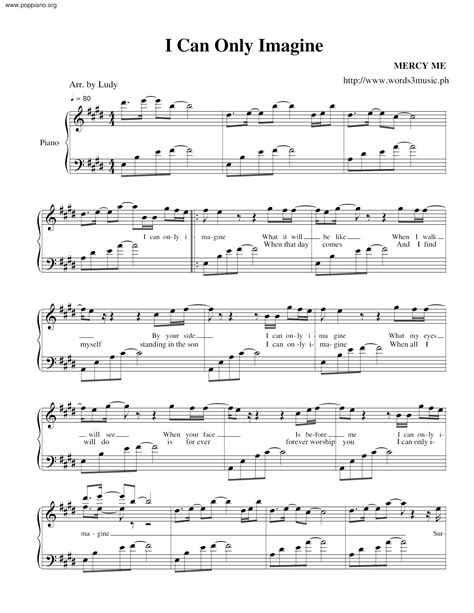 Mercyme I Can Only Imagine Sheet Music Pdf Free Score Download