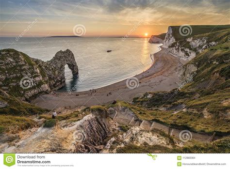 Beautiful Landscape View Of Durdle Door On The Jurassic Coast At Stock