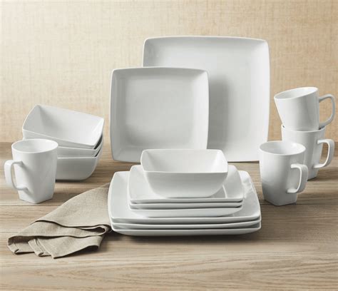 Better Homes Gardens Piece Square Porcelain Dinnerware Set White
