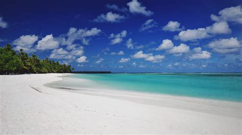 Download Wallpaper 3840x2160 Beach Sand Palm Island Tropical