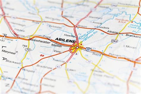 Abilene City Road Map Area Closeup Macro View Editorial Image Image