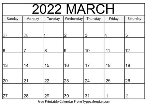 Printable March 2022 Calendar Template Pdf Word Excel March 2022
