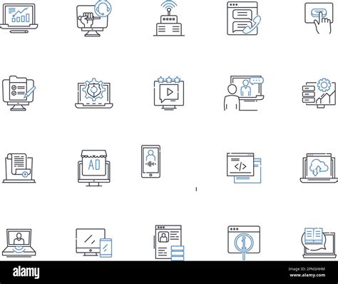 Administrative Software Line Icons Collection Automation Efficiency