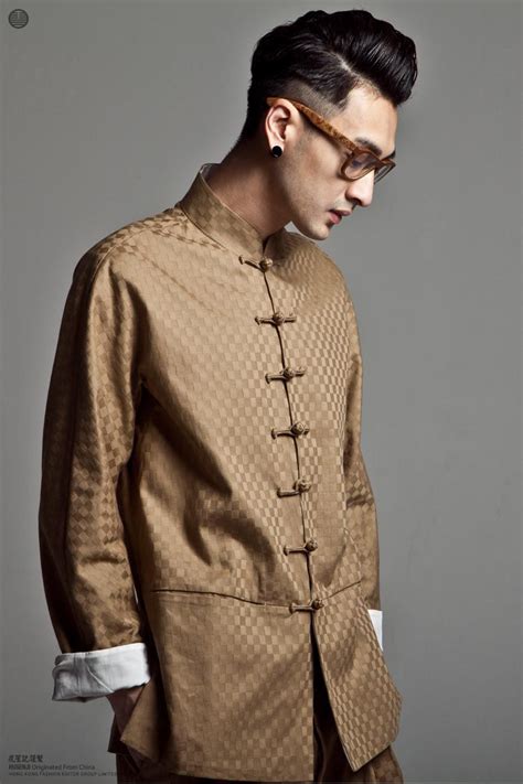 Chinese style high quality plaid tang suit male slim chinese style men