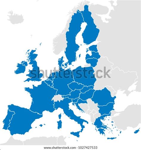 Países da União Europeia Mapa político com fronteiras Todos os 28