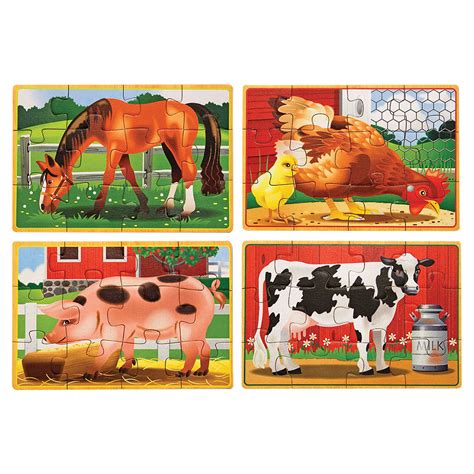 Melissa And Doug Farm Animals Jigsaw Puzzles In A Box Buy Online