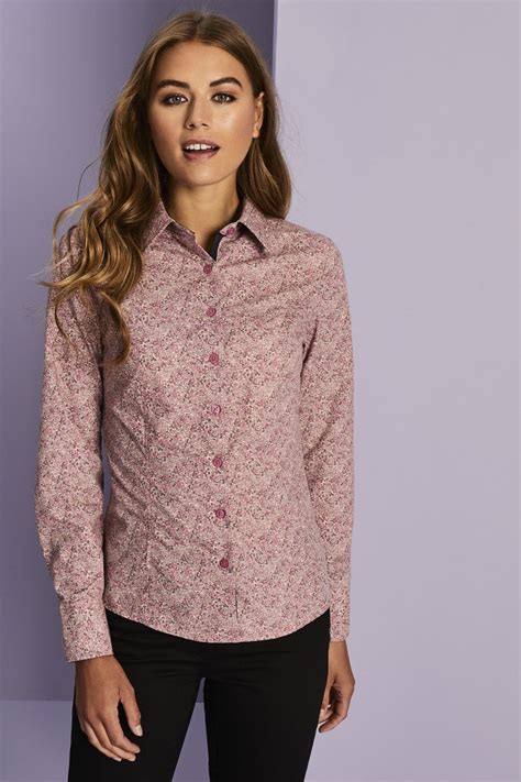 Womens Pink Patterned Shirt Simon Jersey Company Uniforms